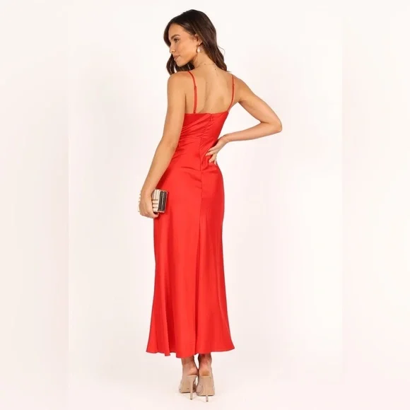 PETAL & PUP LIPA COLOURBLOCK MIDI SLIP DRESS - PINK/RED B1709 - Picture 4 of 7